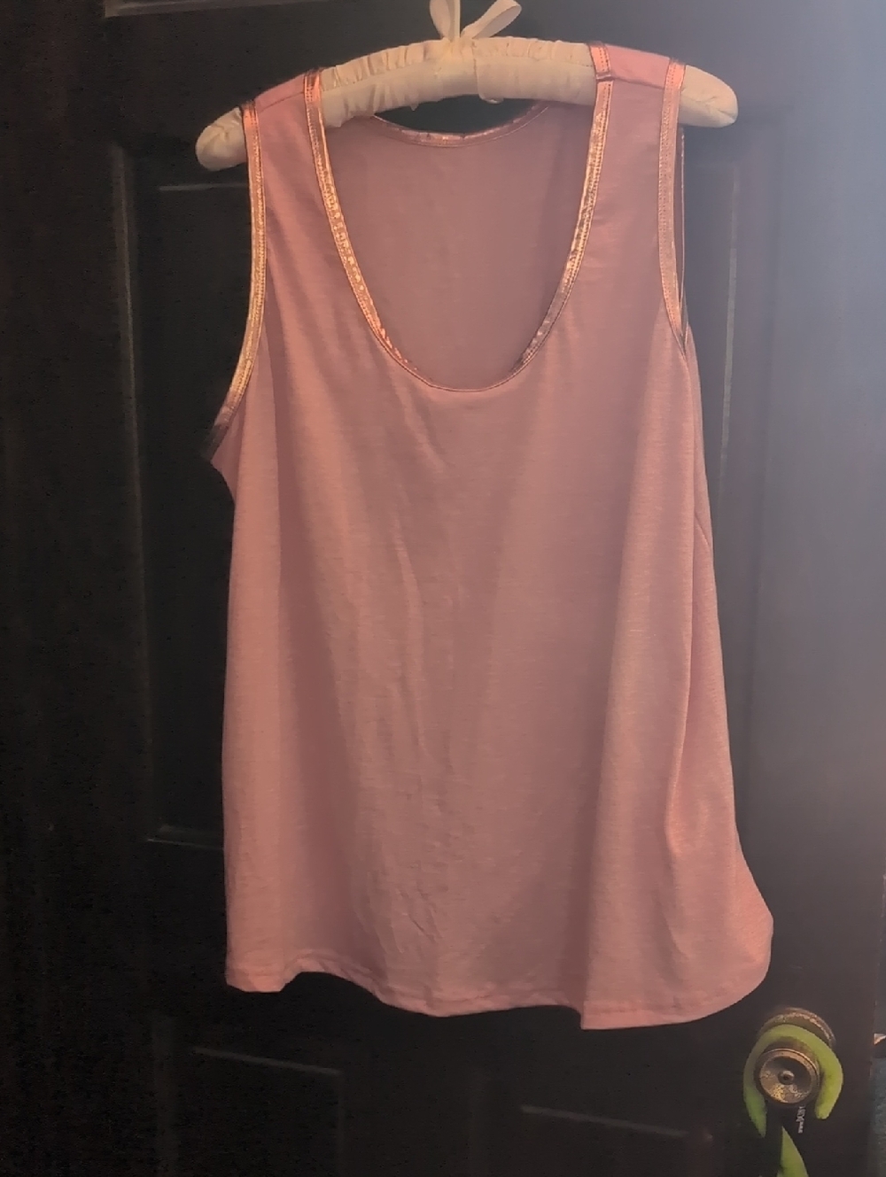 Sleeveless Pink Tank Top with Metallic Trim
